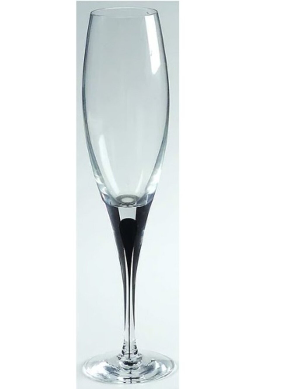 Orrefors Intermezzo Champagne Flute Glass Black Crystal Stemware Mid Century
